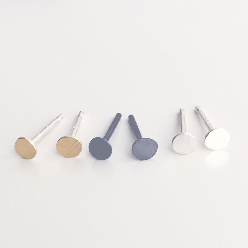 3 Pairs of Tiny Dot Stud Earrings, silver & gold